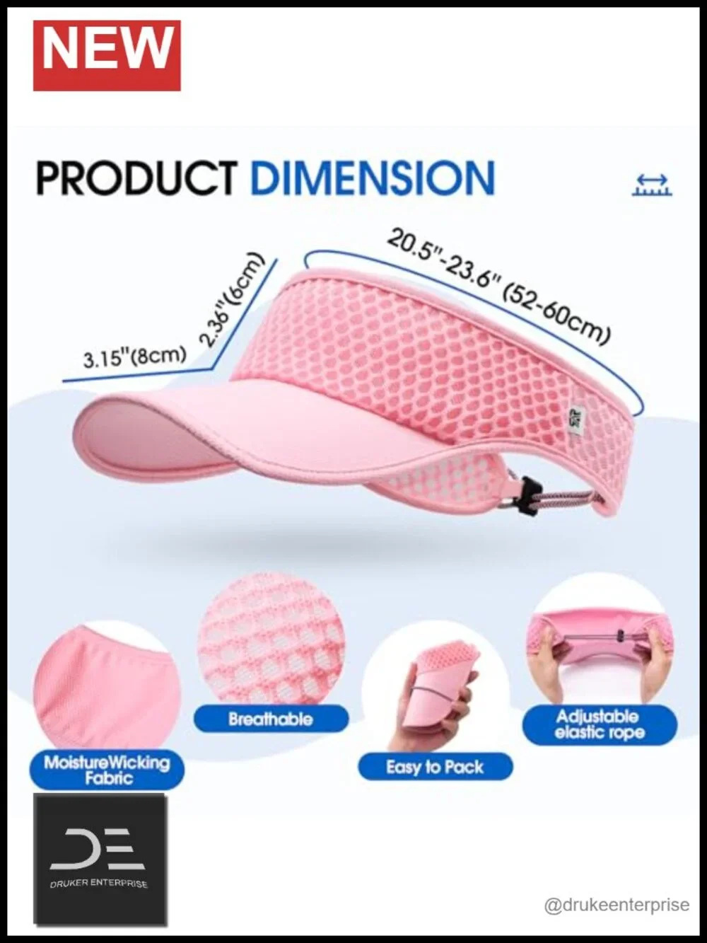Wide Brim Sun Visor - Quick Dry Adjustable Hat for Golf Tennis Beach